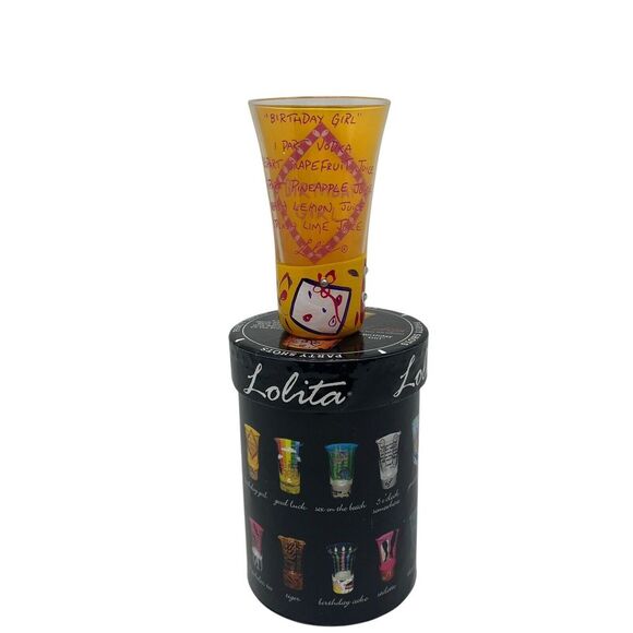 Lolita Shot‎ Glass Party Shots  "Birthday Girl" 2oz Hand Painted With Box - Picture 1 of 6